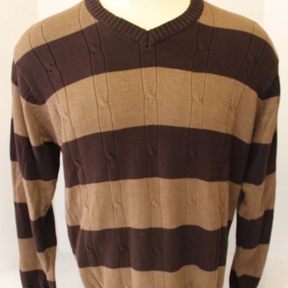 Oscar De La Renta Brown Stripe Sweater size XL